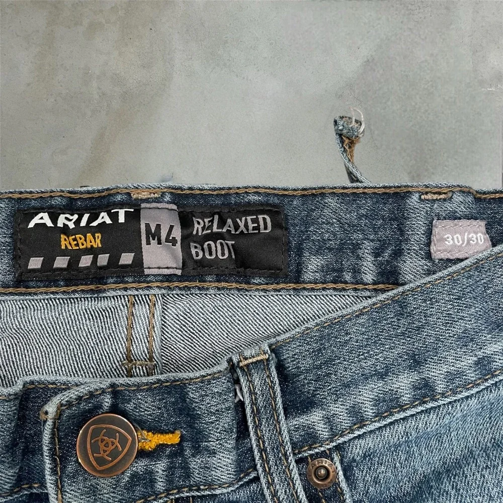 Ariat Rebar M4 Jeans Mens 30x30 Blue Relaxed Bootcut Workwear Denim Pants